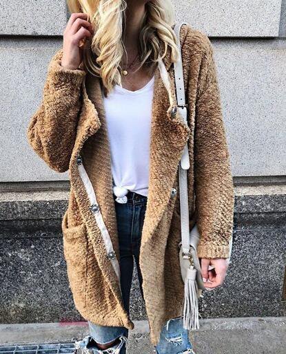 Cotton-Blend Pockets Long Sleeve Jacket