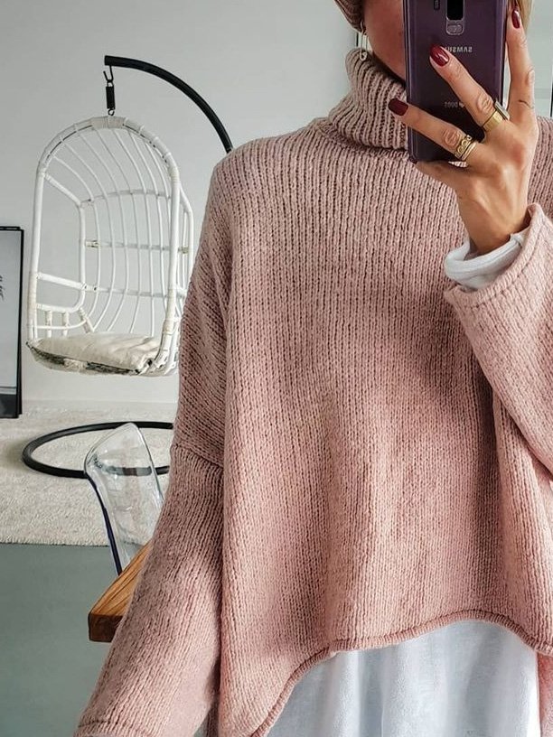 Turtleneck Wool/knitting Loose Sweaters