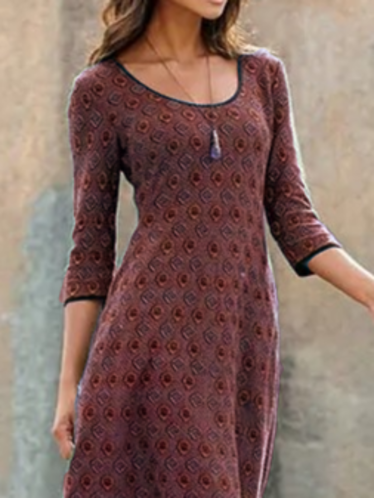 Casual Printed Geometric Knitting Dress