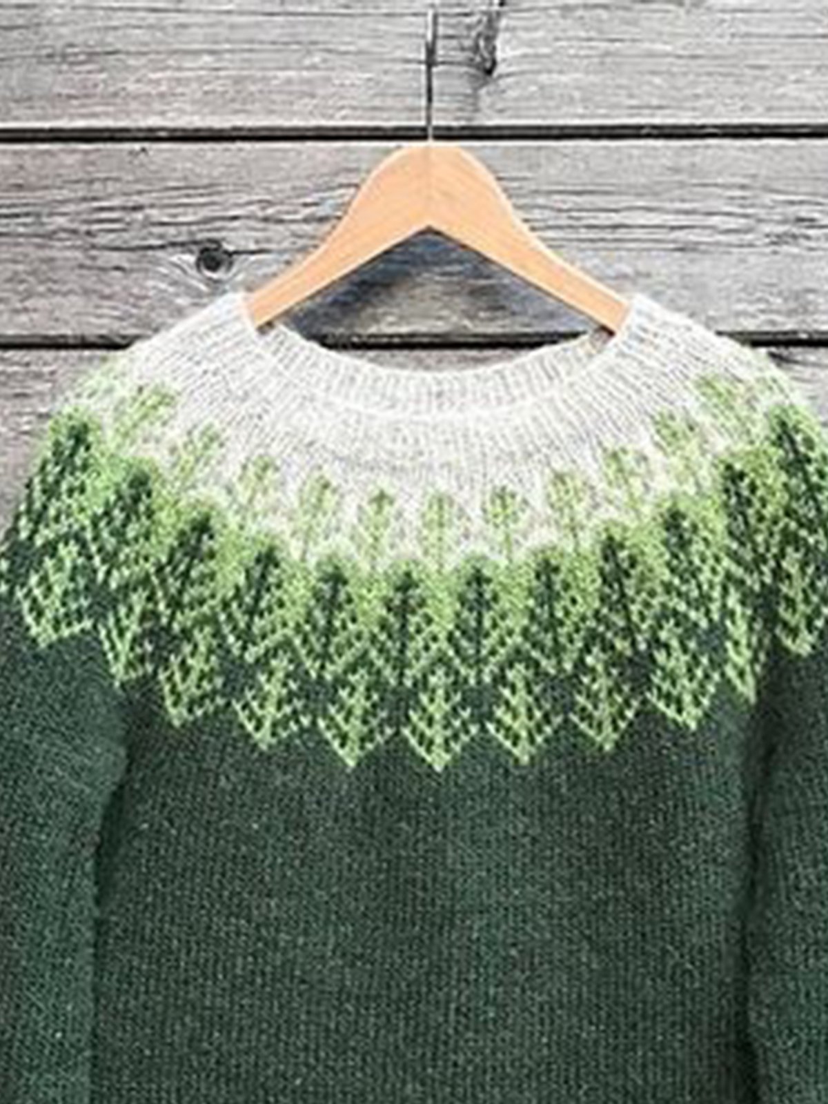 Olive Green Vintage Casual Knitted Long Sleeve Sweater