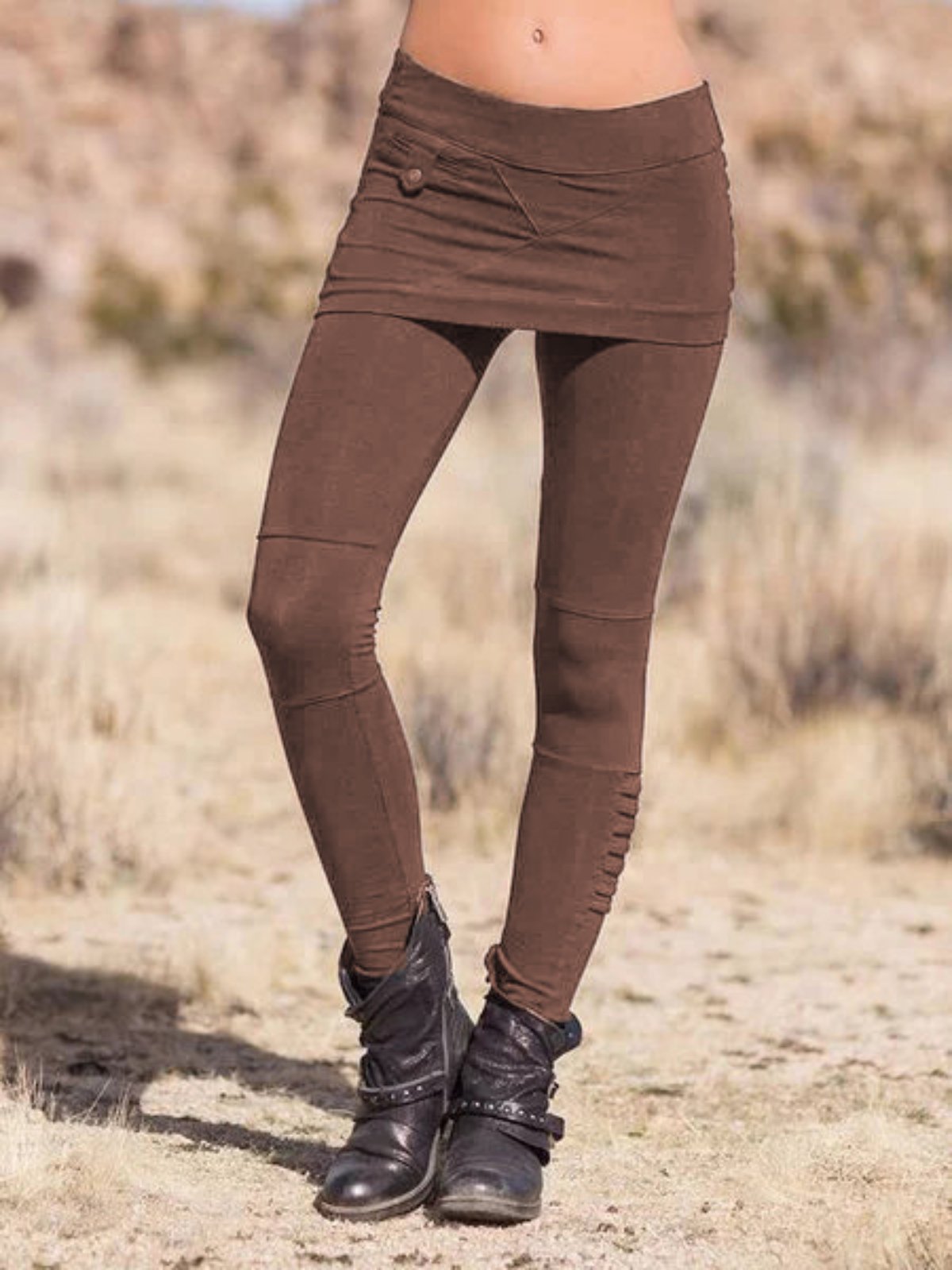 Cotton-Blend Solid Tight Leggings