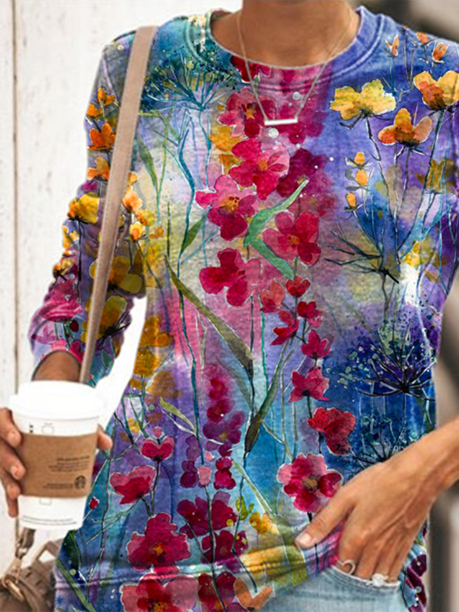 Printed Casual Fit Cotton-Blend Sweatshirt &pullover