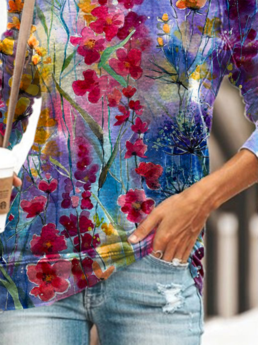 Printed Casual Fit Cotton-Blend Sweatshirt &pullover