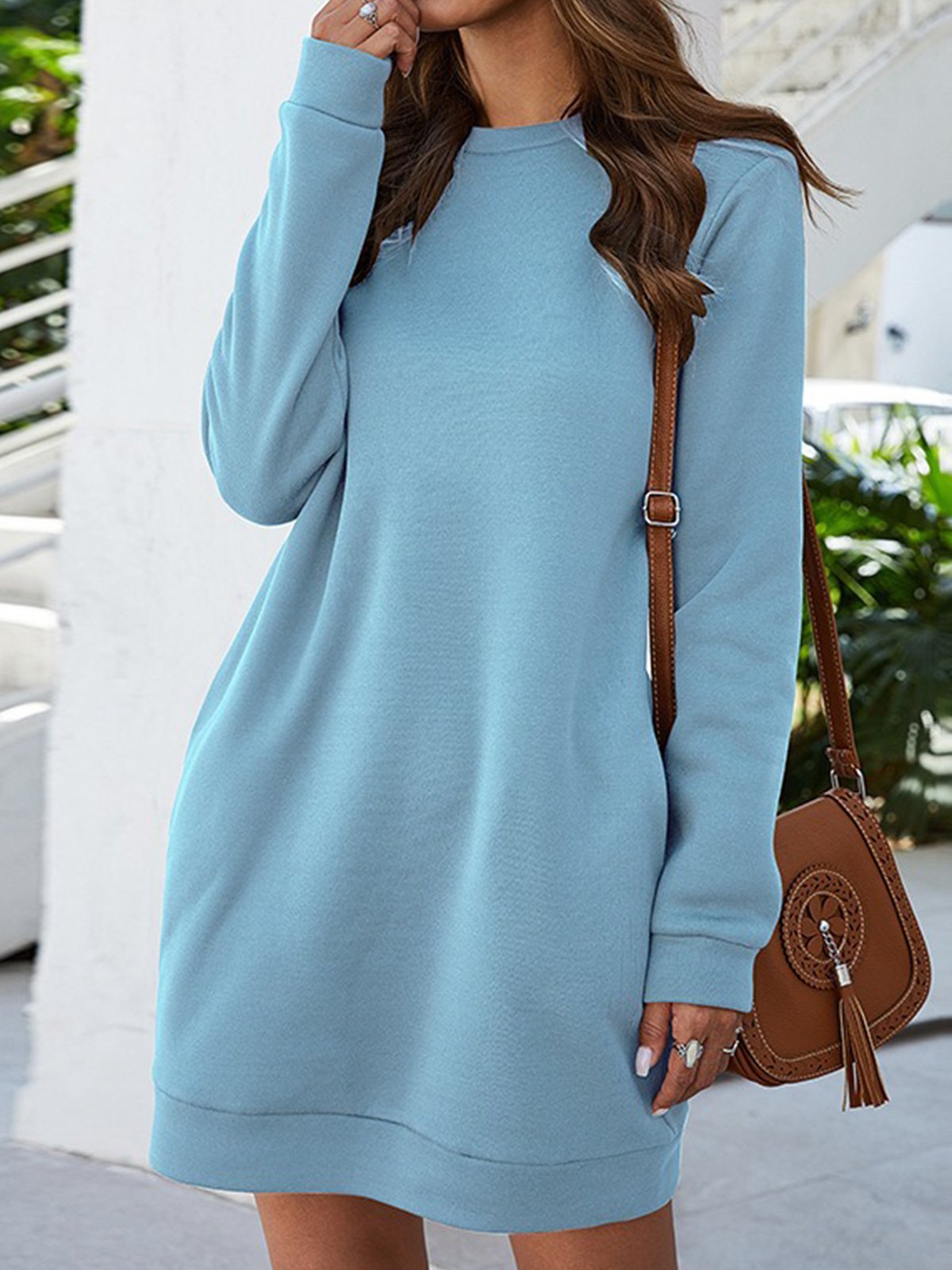 Crew Neck Solid Casual Loose Shorts