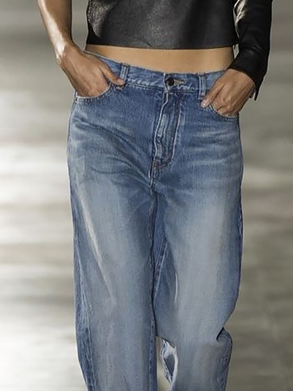 Loose Plain Cotton Denim&jeans