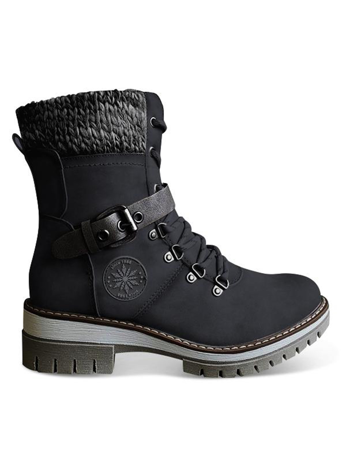 Wool Stitching PU Lace Buckle Middle Snow Snow Boots