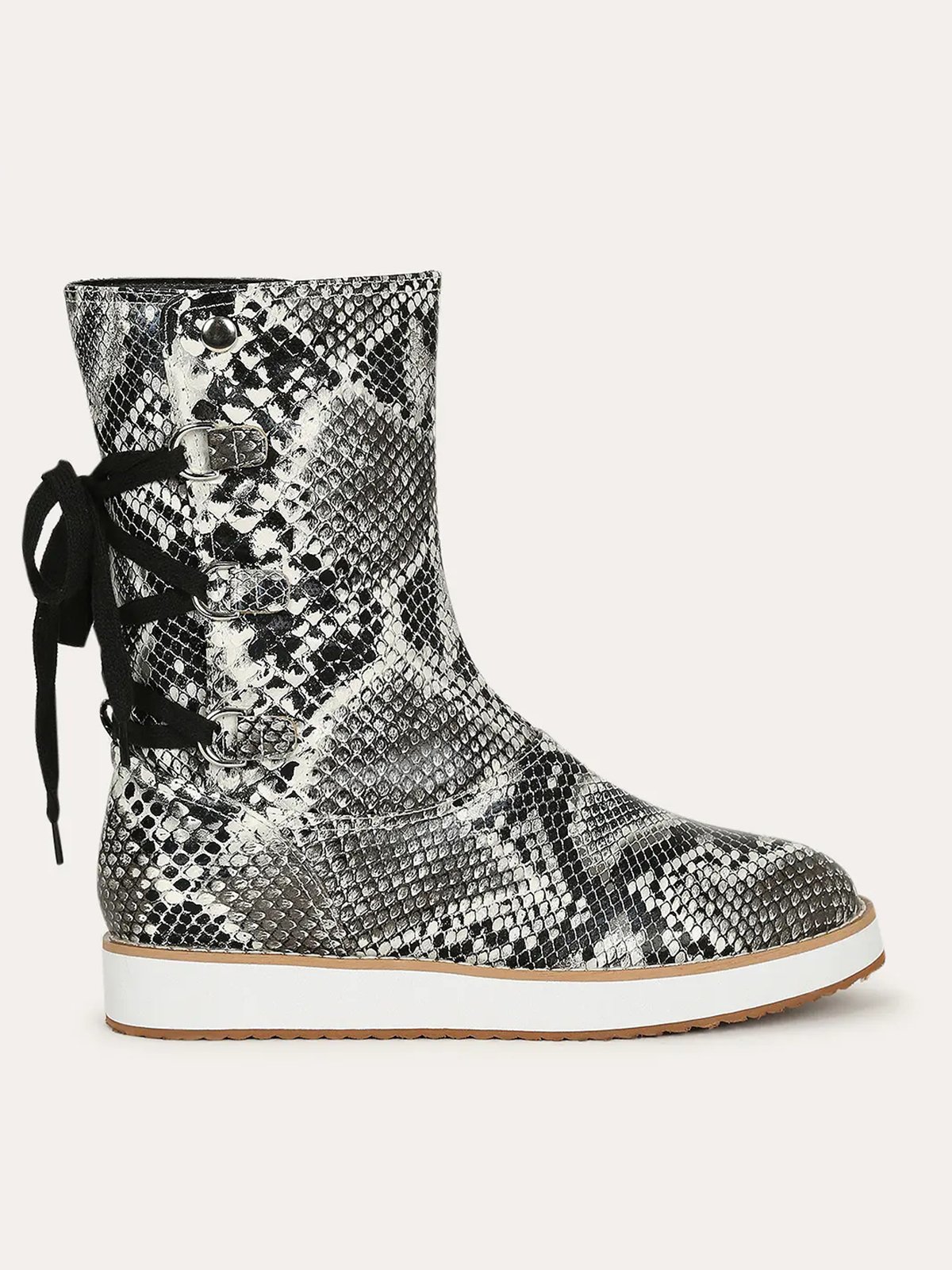 Leopard Snake Print Plain Casual Short Boots