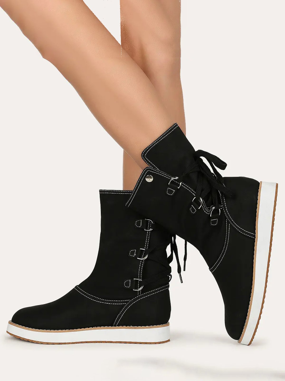 Leopard Snake Print Plain Casual Short Boots