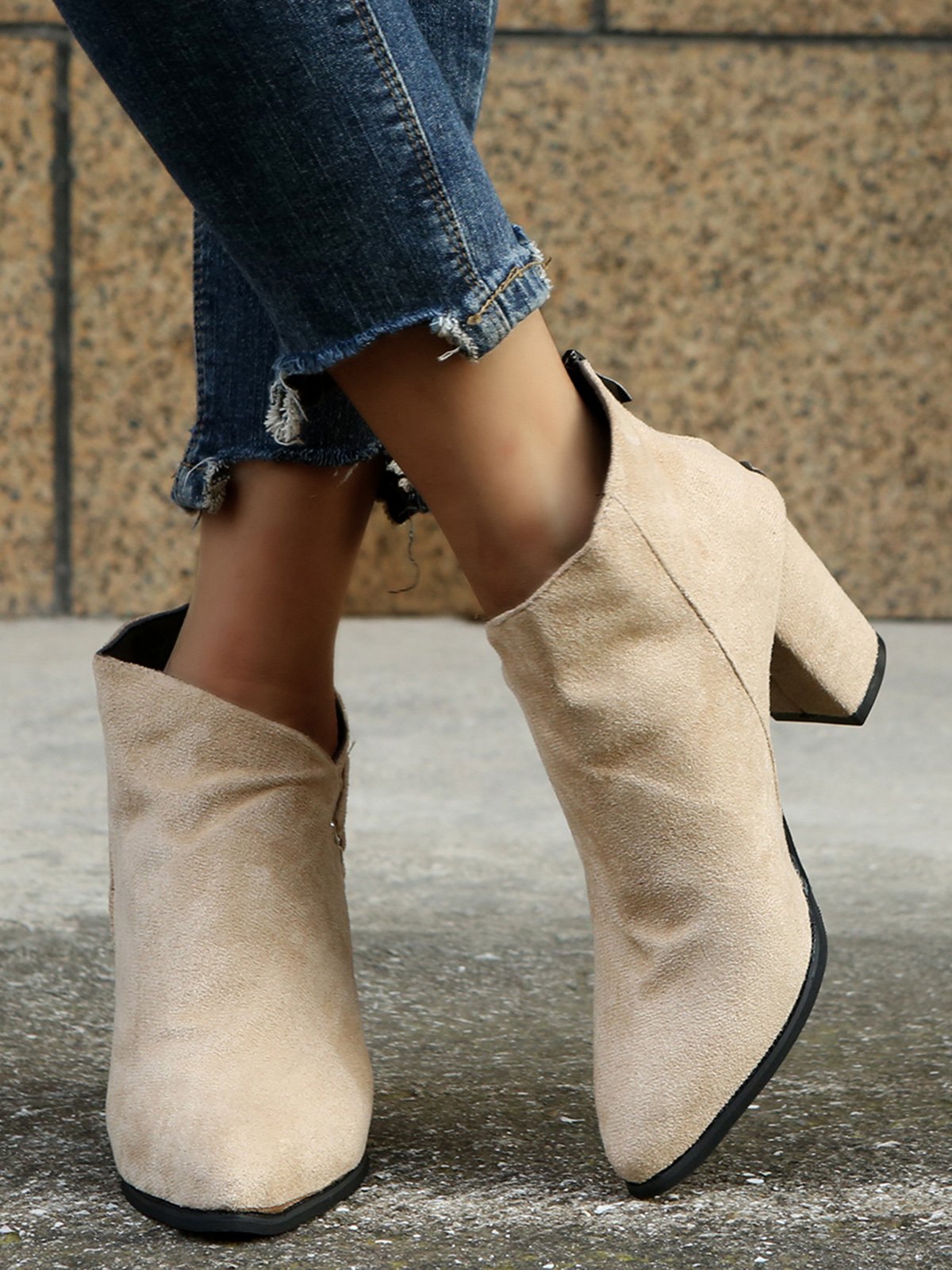 Casual Simple Stitching Zipper Boots