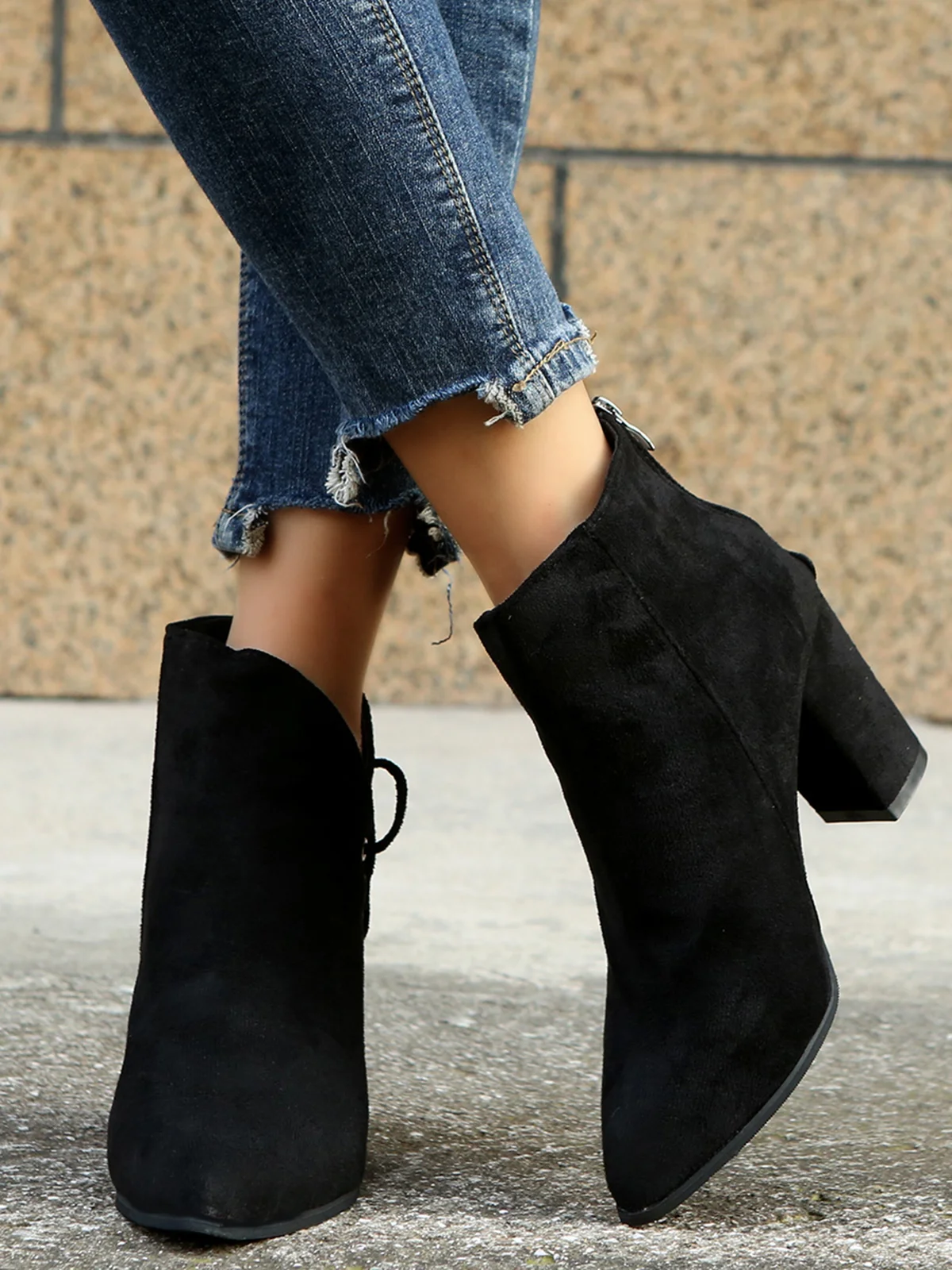 Casual Simple Stitching Zipper Boots