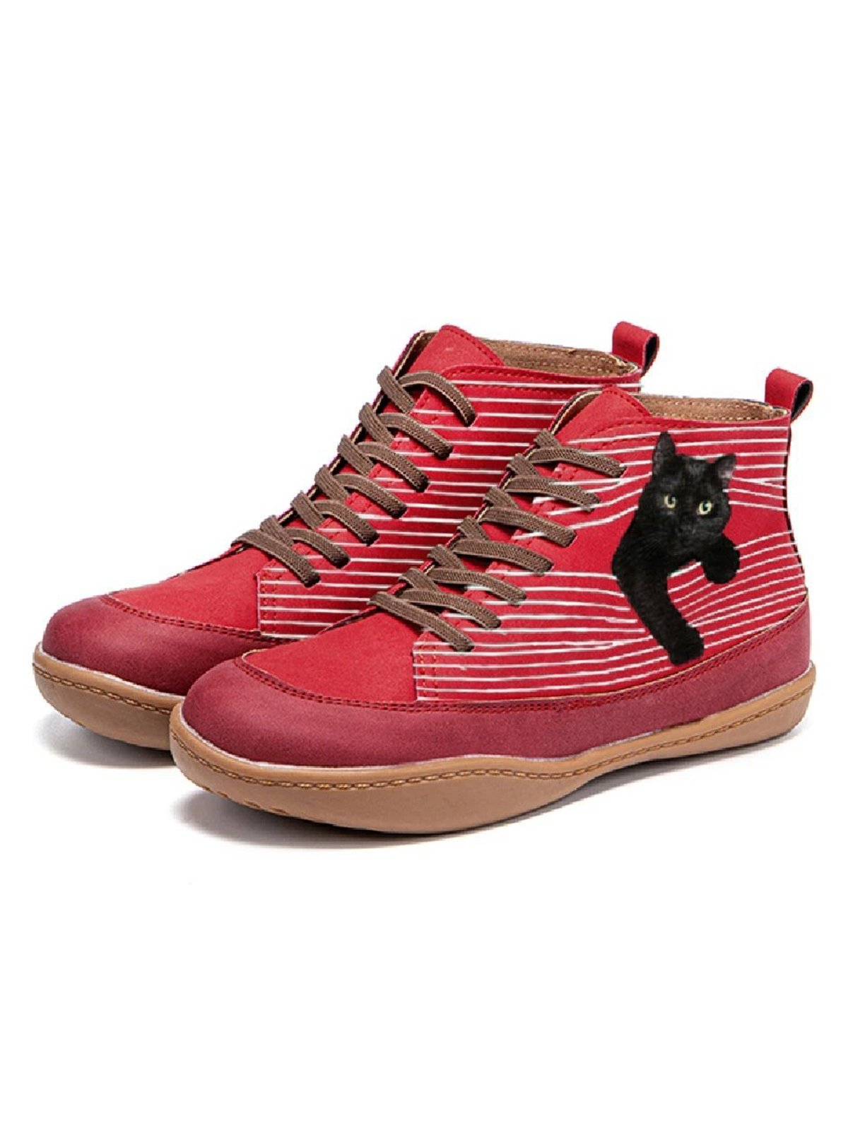 Casual Personality Black Cat Striped Ankle Ankle Boots