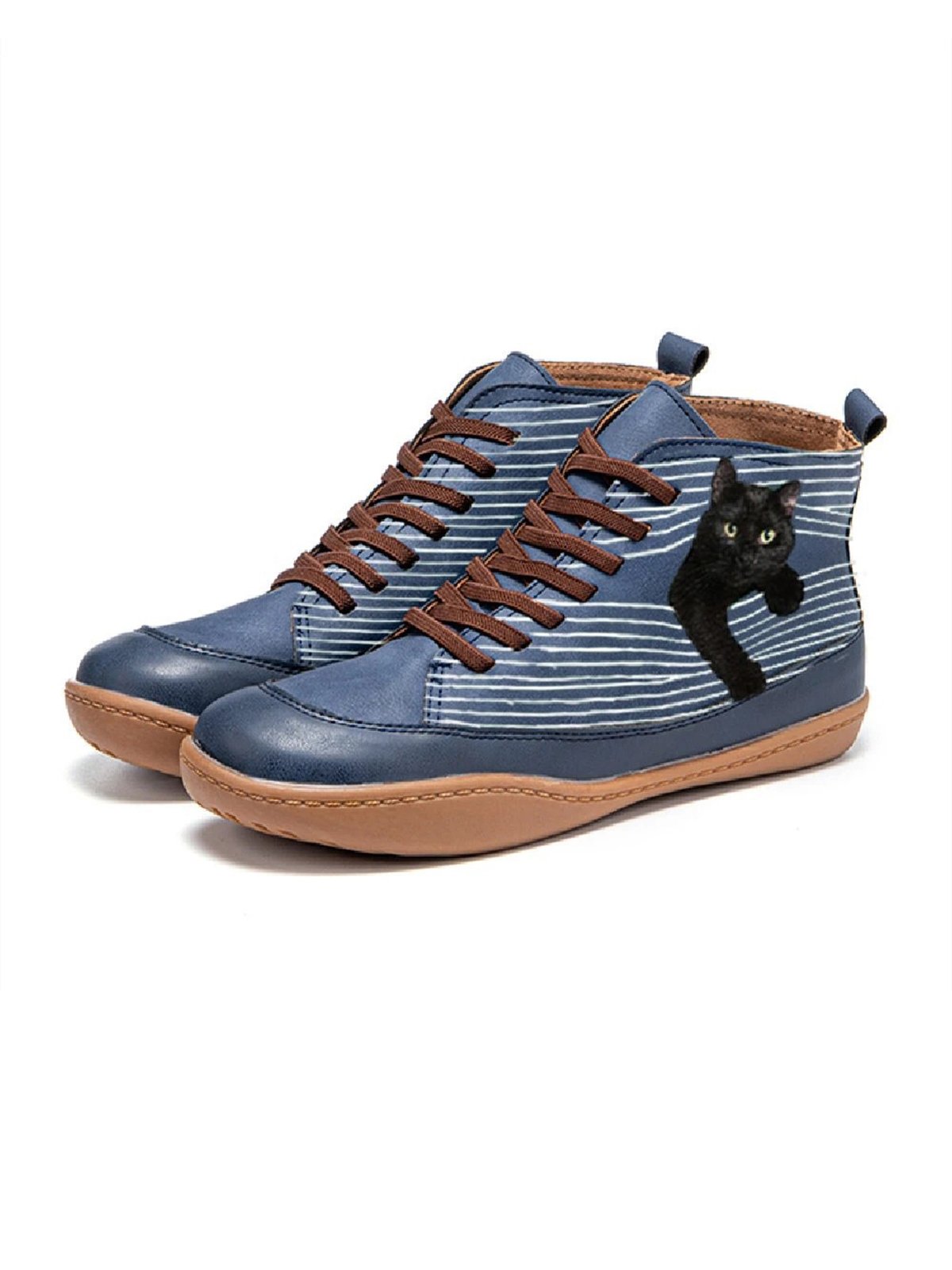 Casual Personality Black Cat Striped Ankle Ankle Boots