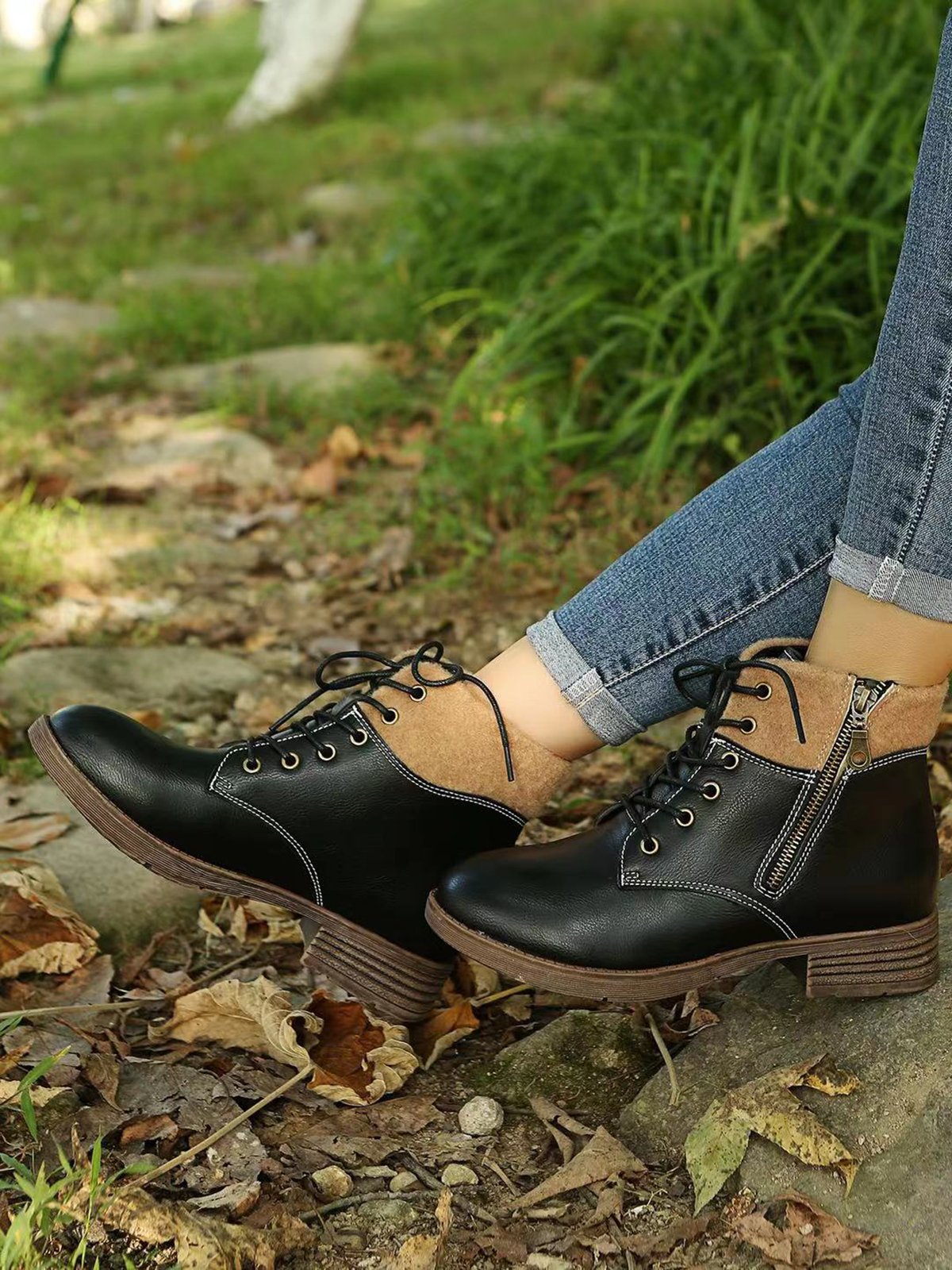 Casual Simple Plain Upgraded Martin Combat Combat Boots