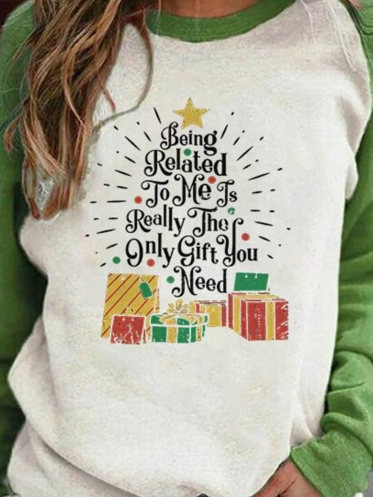 Christmas Xmas Long Sleeve Round Neck Printed Tops Sweatshirtsss