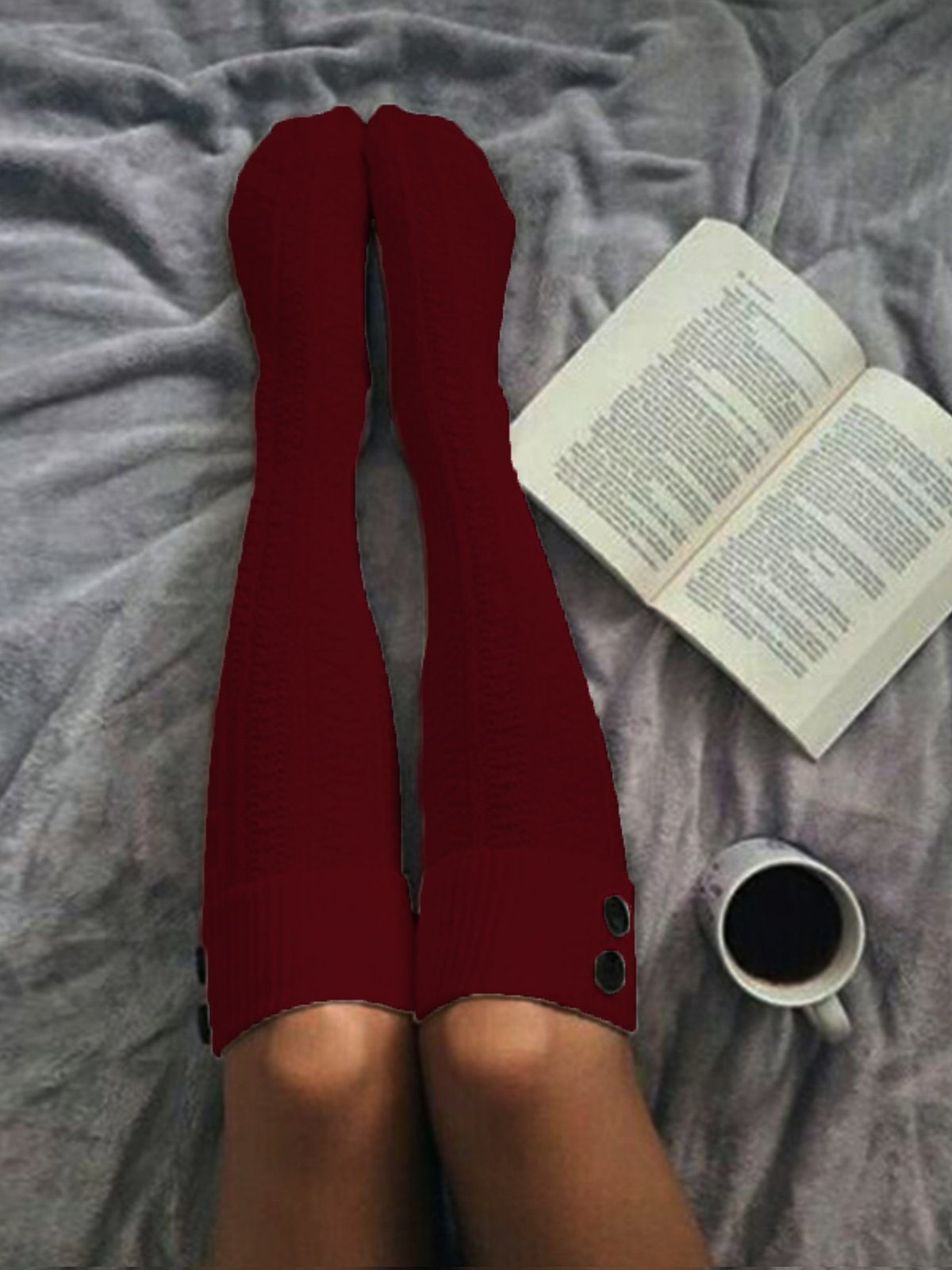 Plain Casual Vintage Button Warm Socks