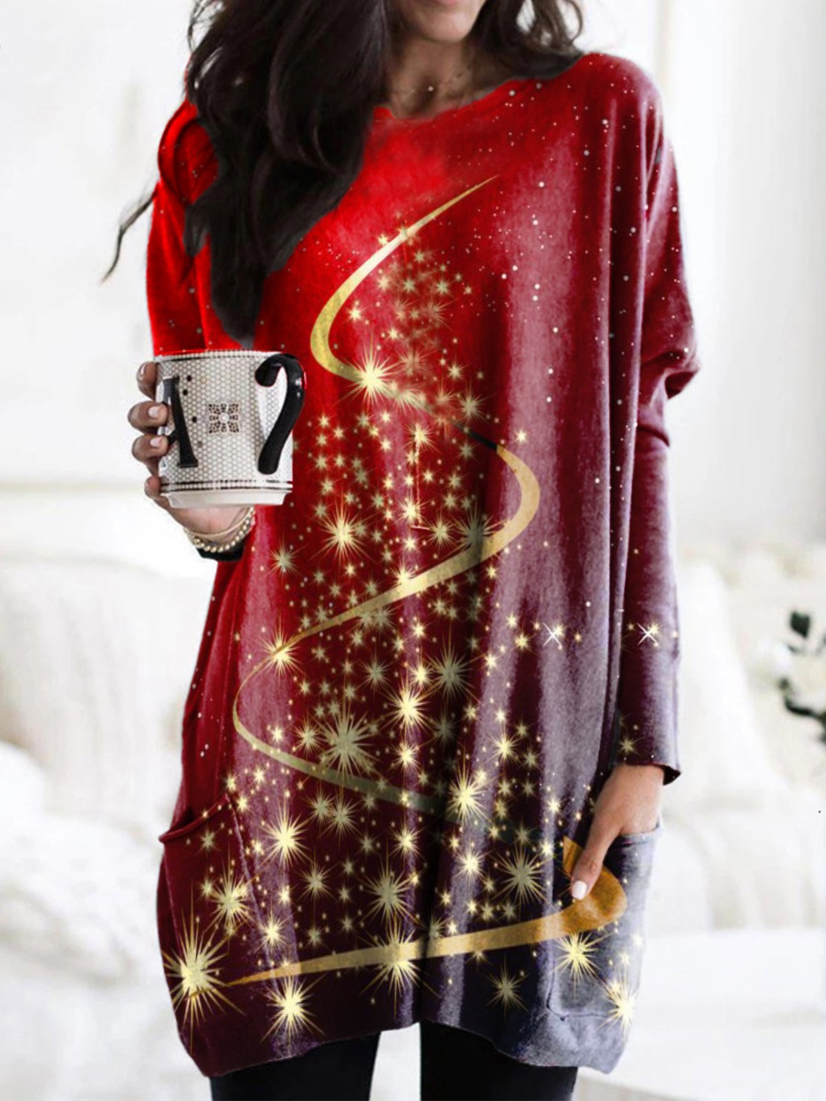 Casual Long Sleeve Crew Neck Printed Top