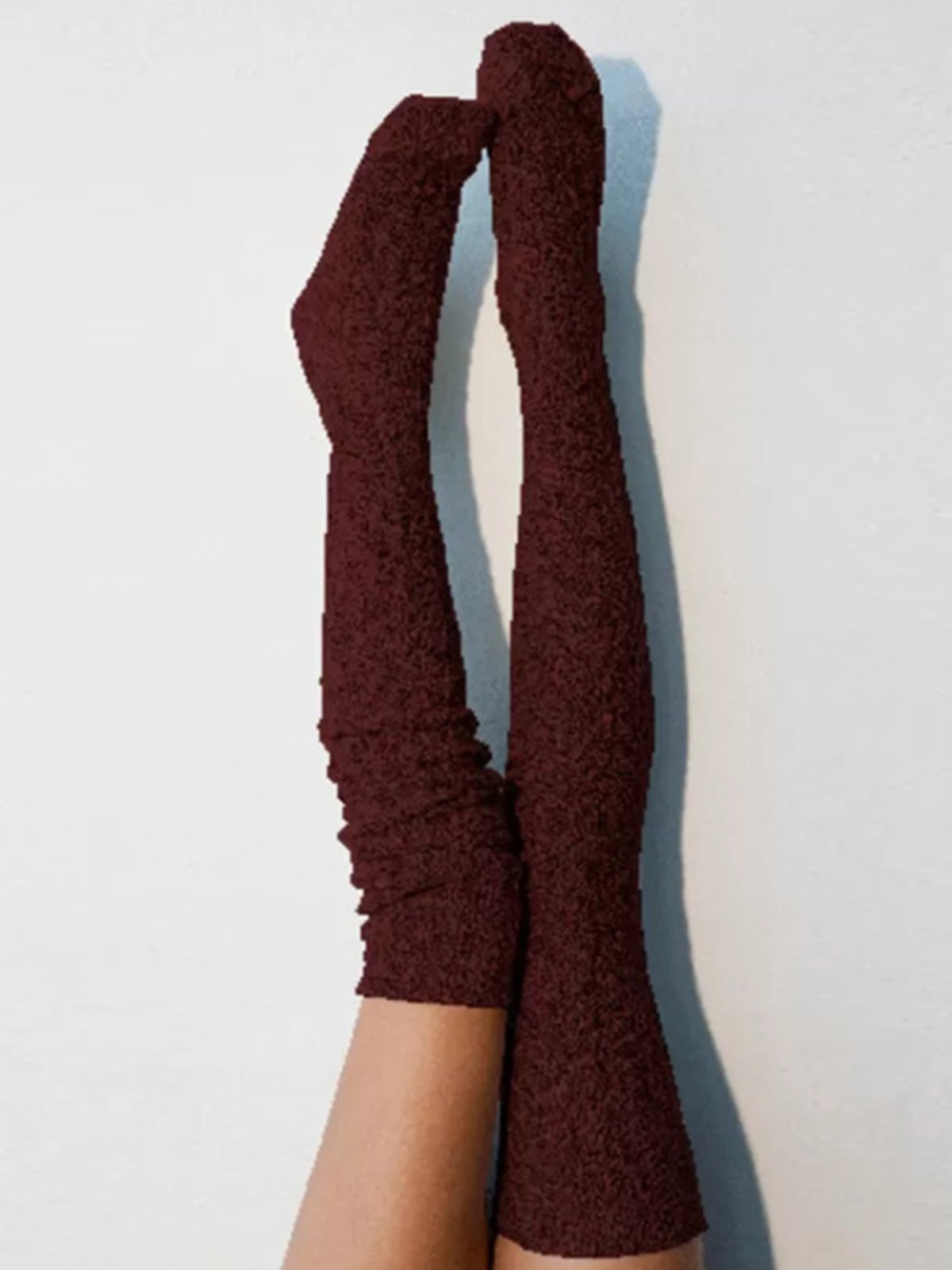 Twist Solid Color  Knit Casual Socks