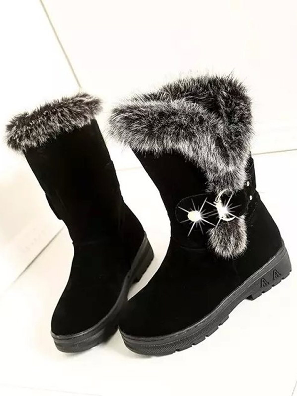 Simple Metal Wool Stitching And Velvet Warm Snow Snow Boots