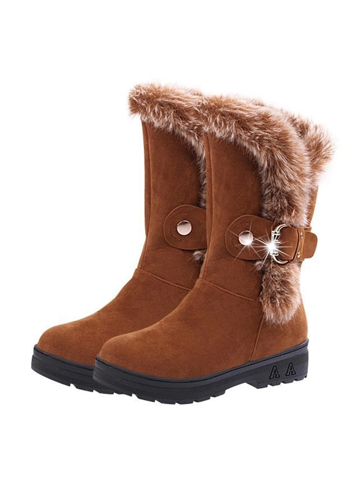 Simple Metal Wool Stitching And Velvet Warm Snow Snow Boots