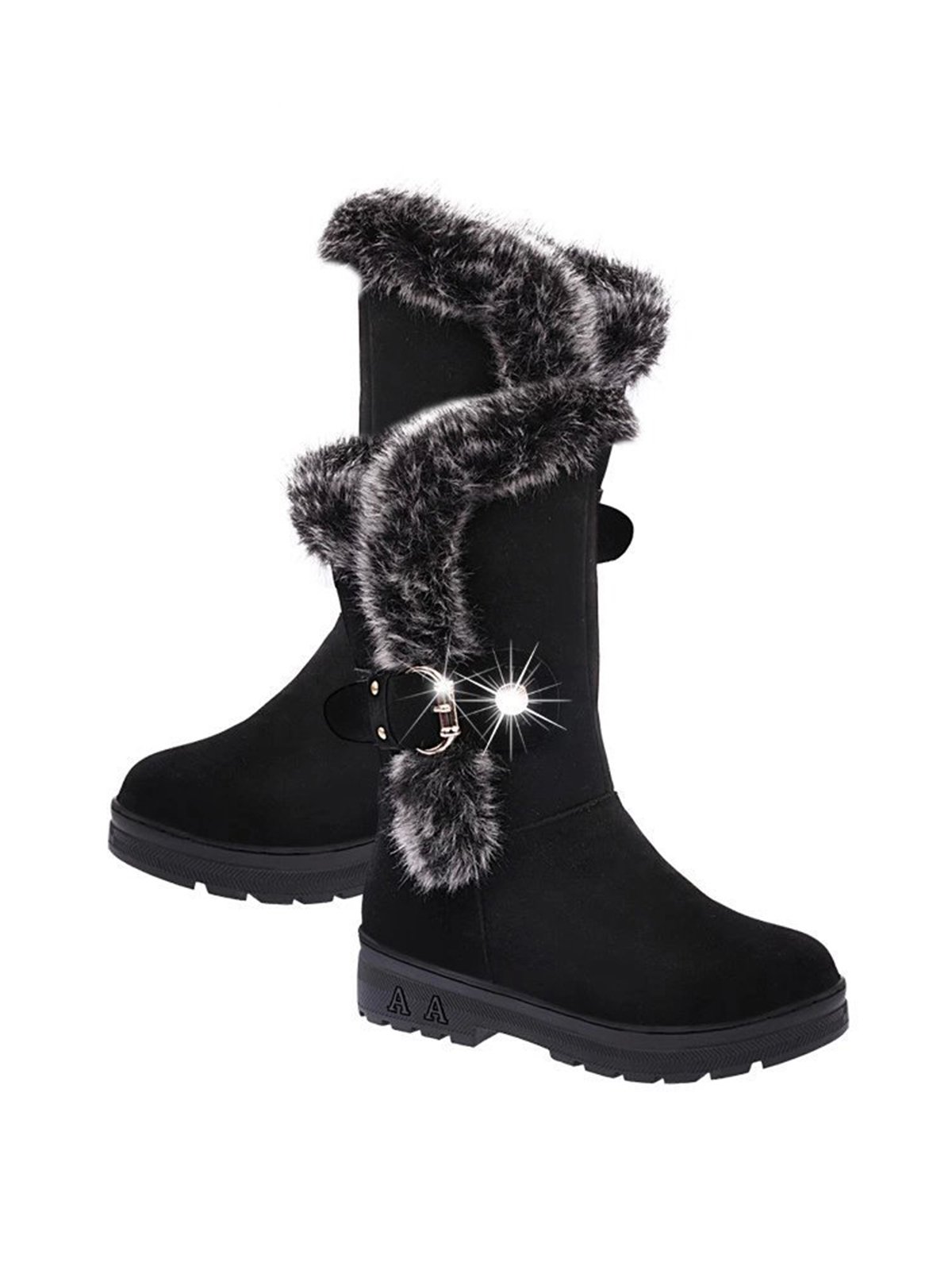 Simple Metal Wool Stitching And Velvet Warm Snow Snow Boots