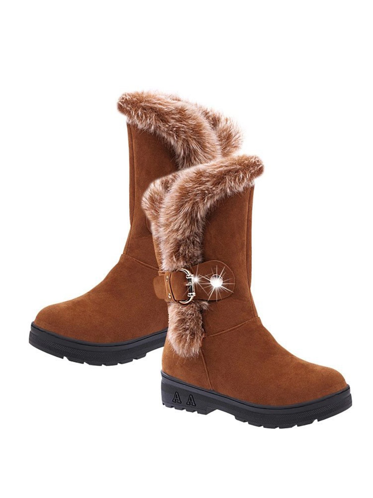 Simple Metal Wool Stitching And Velvet Warm Snow Snow Boots