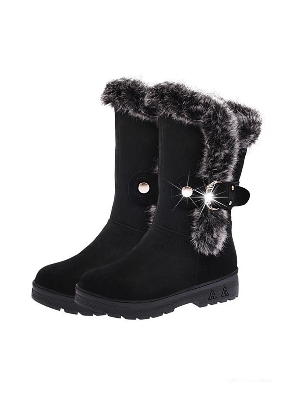 Simple Metal Wool Stitching And Velvet Warm Snow Snow Boots