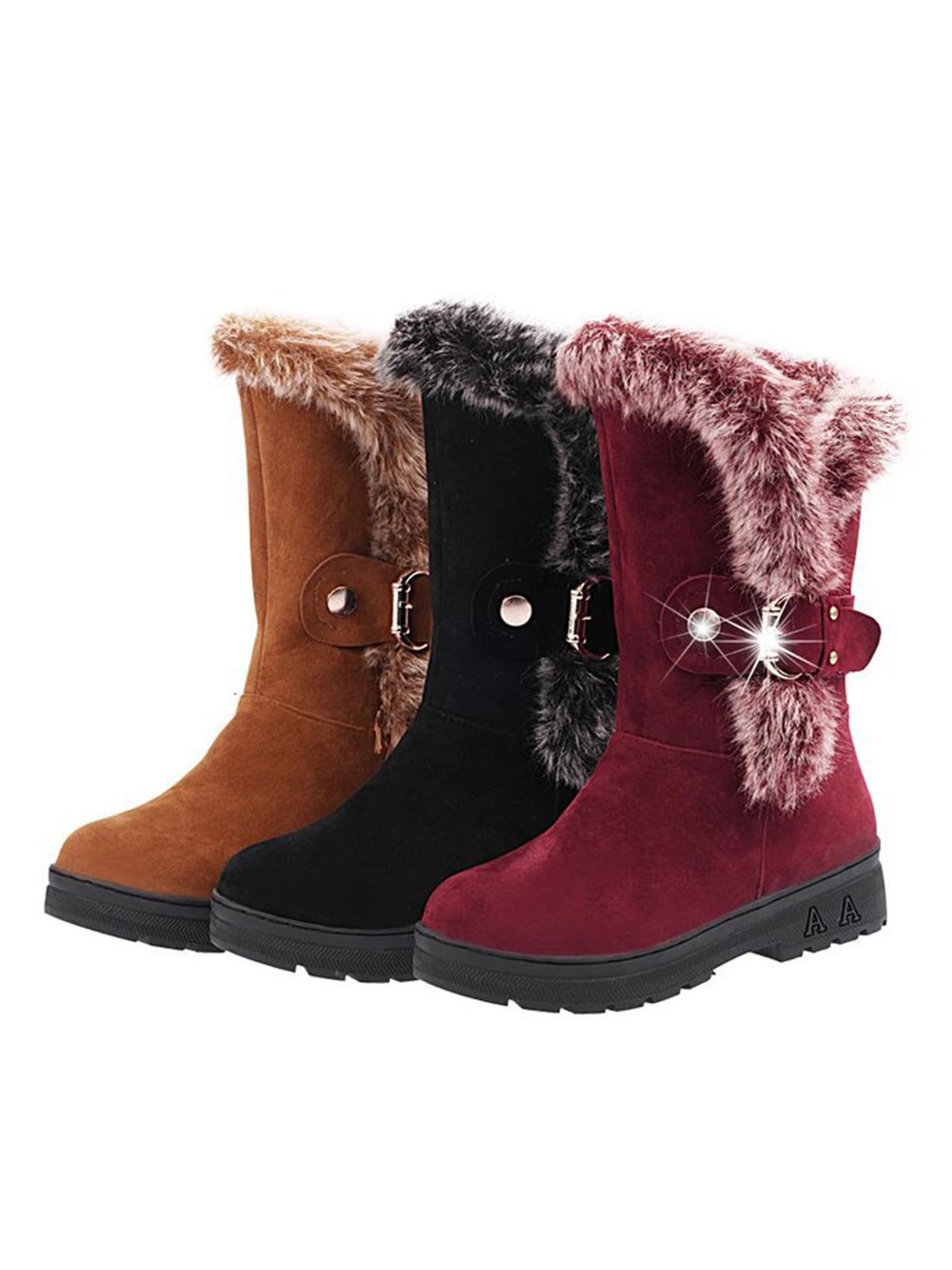 Simple Metal Wool Stitching And Velvet Warm Snow Snow Boots