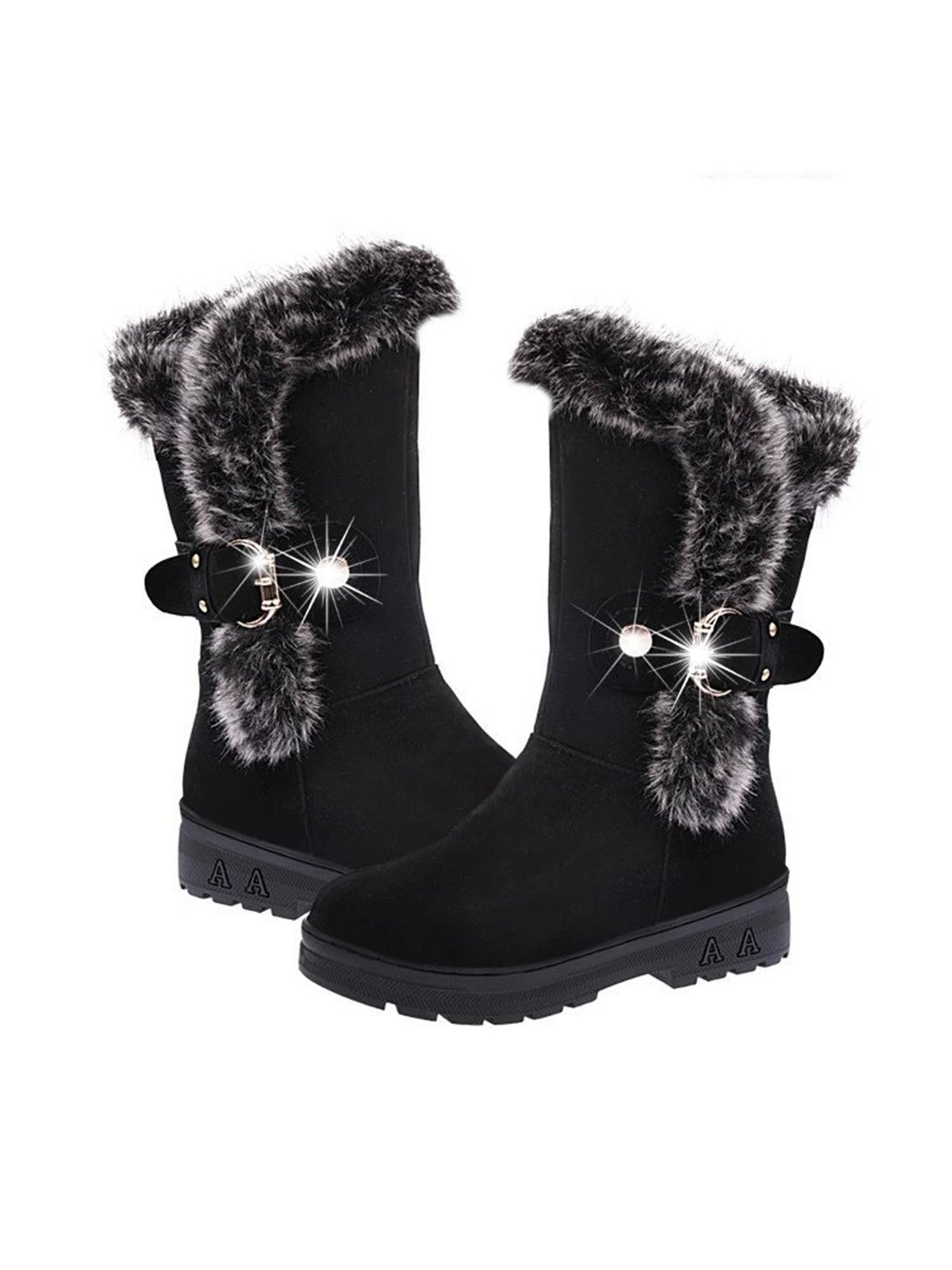 Simple Metal Wool Stitching And Velvet Warm Snow Snow Boots