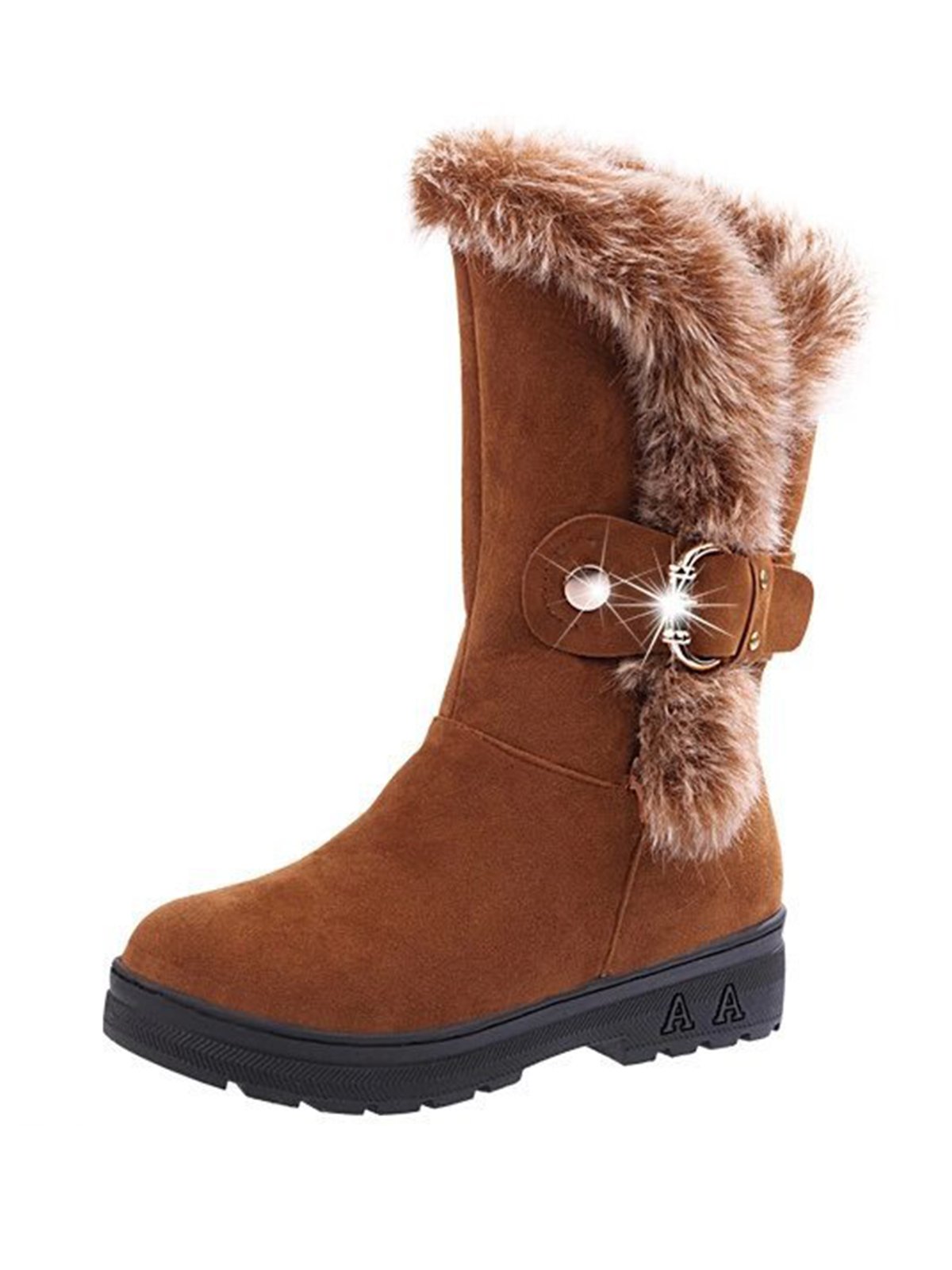 Simple Metal Wool Stitching And Velvet Warm Snow Snow Boots