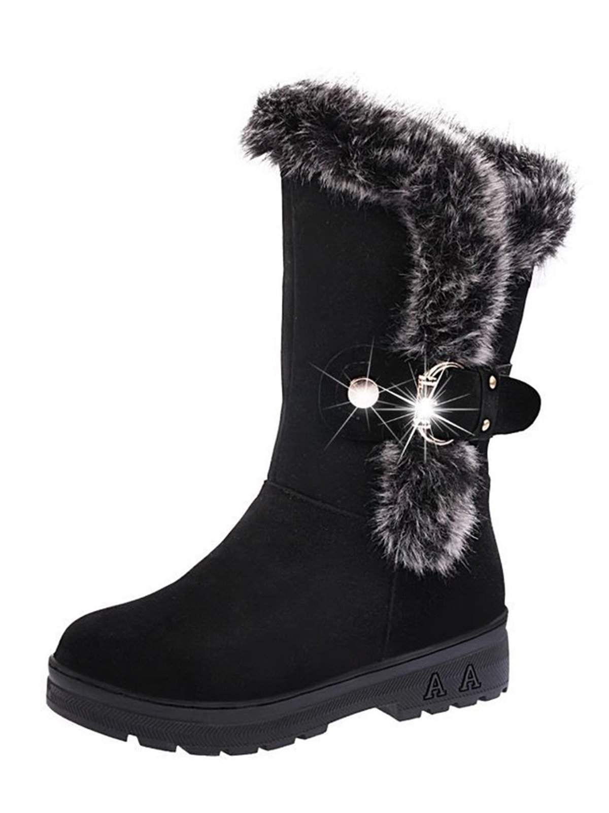 Simple Metal Wool Stitching And Velvet Warm Snow Snow Boots