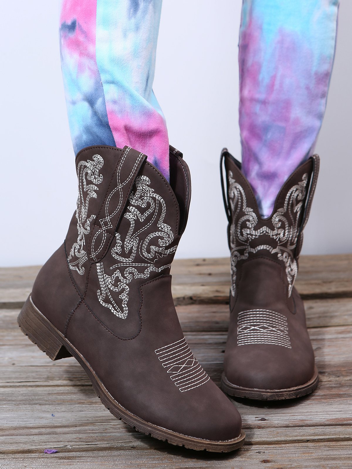 Retro Ethnic Embroidered Cowboy Cowboy Boot