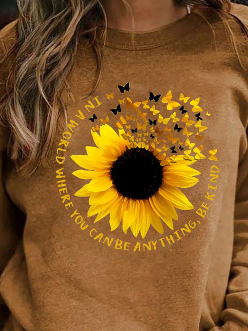 Sunflower Casual Crew Neck Cotton-Blend Hoodies & Sweatshirt