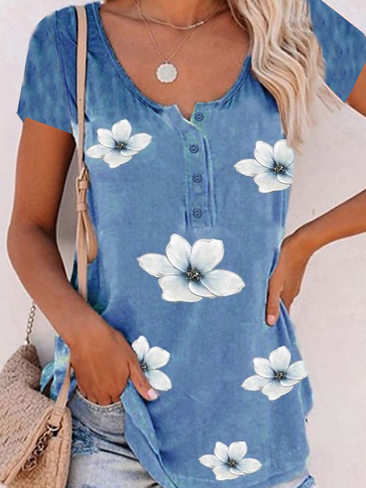 Floral Casual Crew Neck T-shirt