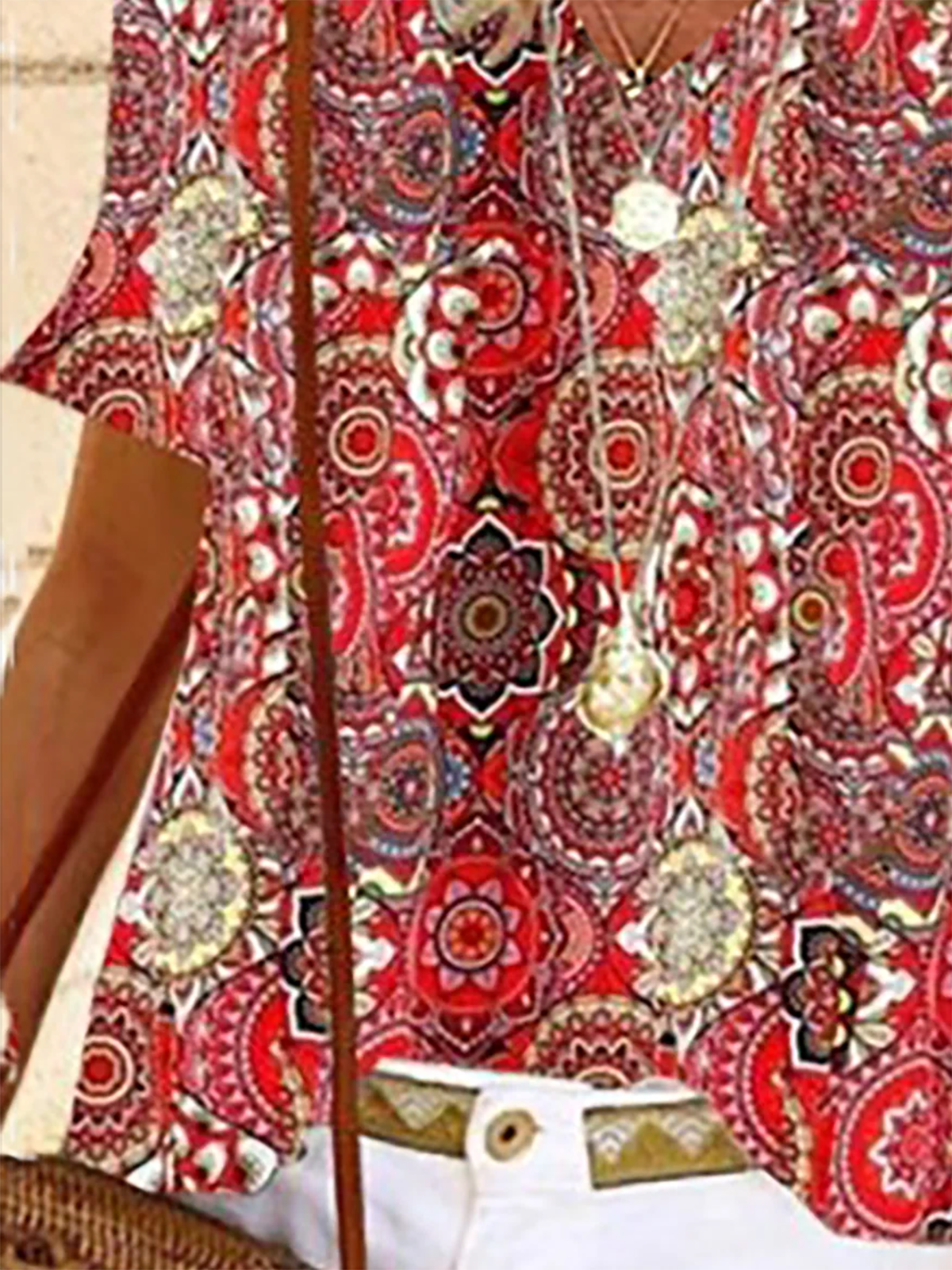 Printed Crew Neck Vintage Loose T-shirt
