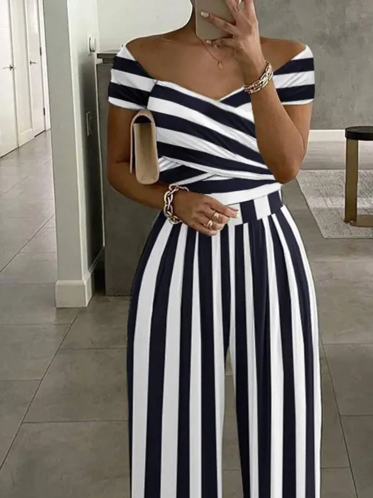 Jersey Cold Shoulder H-Line Jumpsuits&rompers