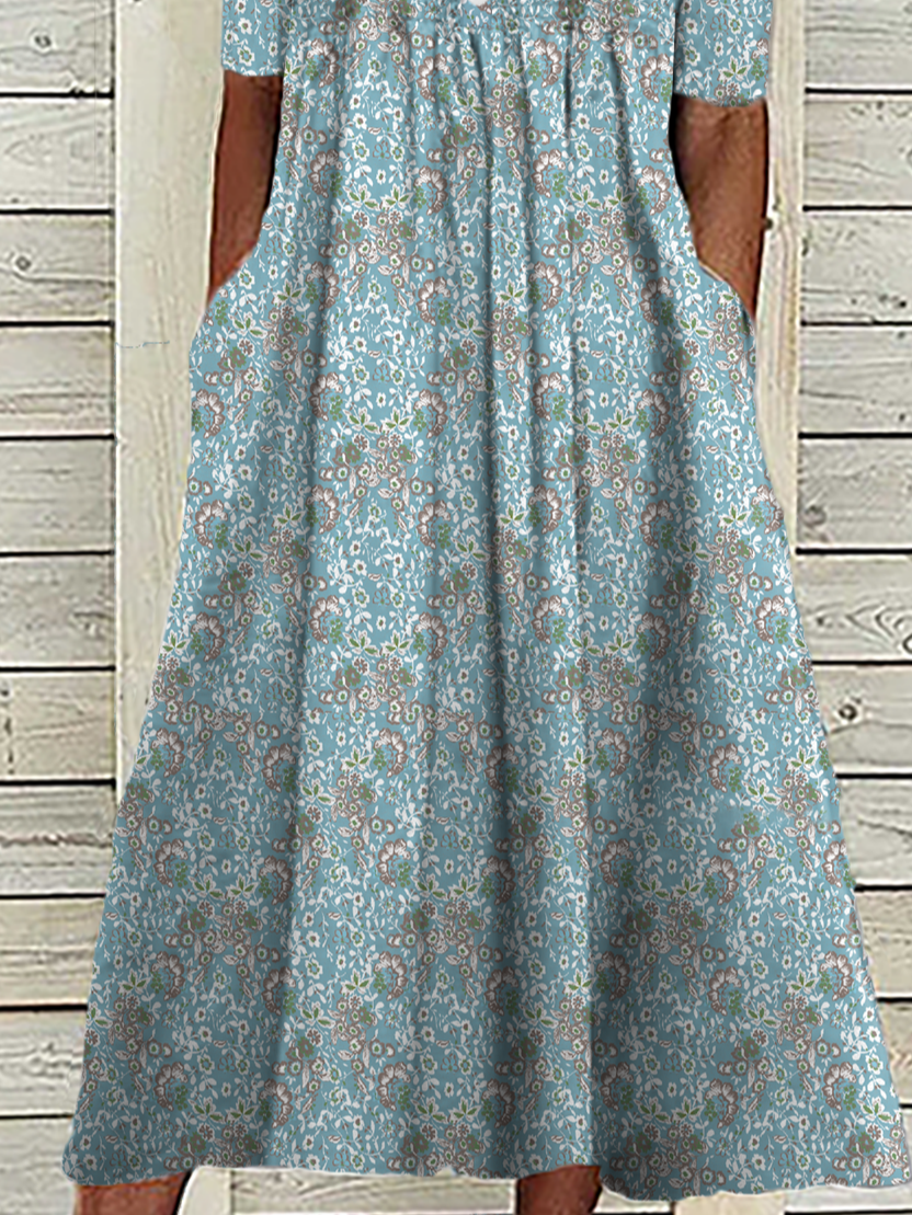 Loose Floral Notched Midi