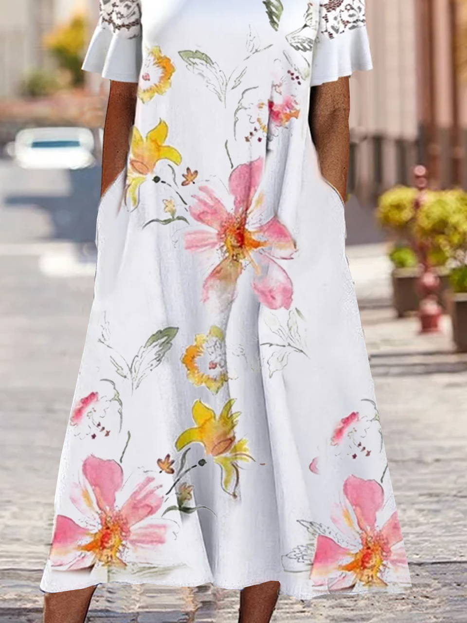 Loose Casual Floral Midi