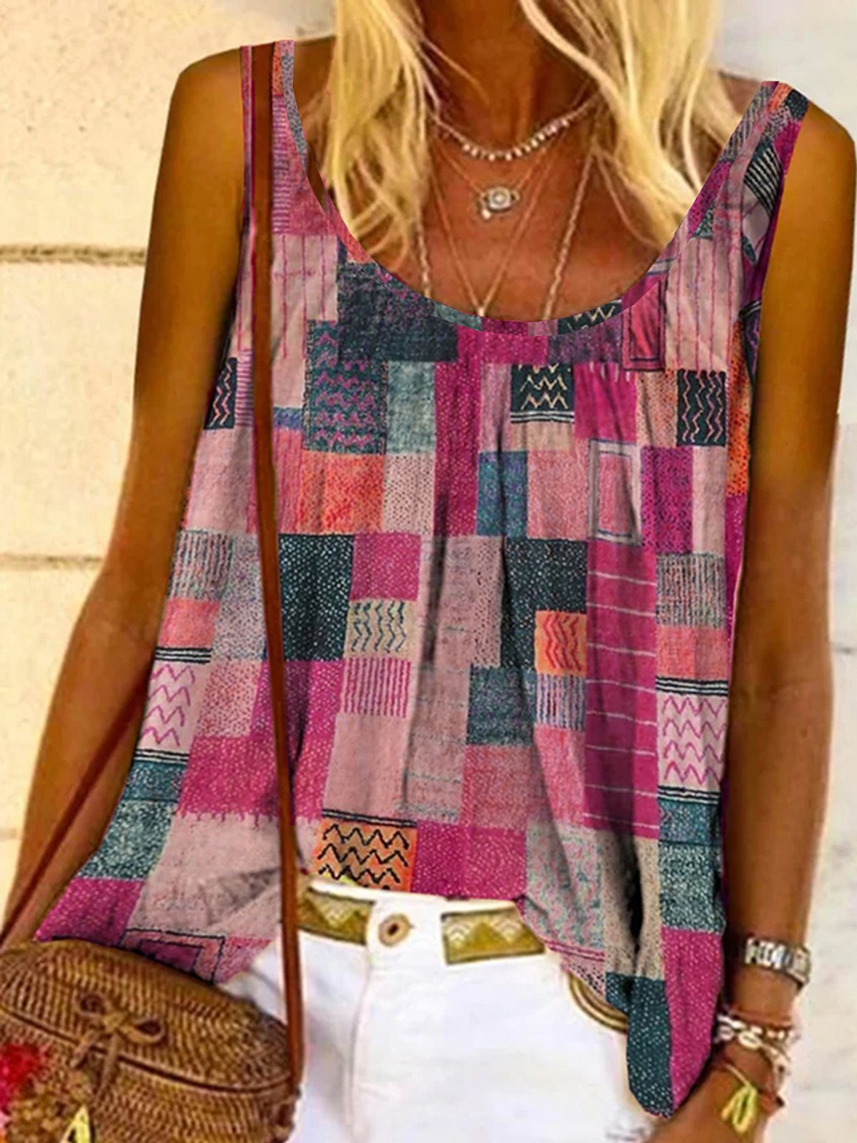 Jersey Crew Neck Loose Tank & Cami