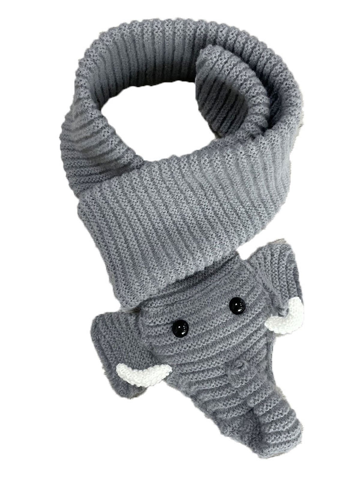3D Elephant Shaped Hand Knitted Wool Scarf Autumn Winter Warm Scarf