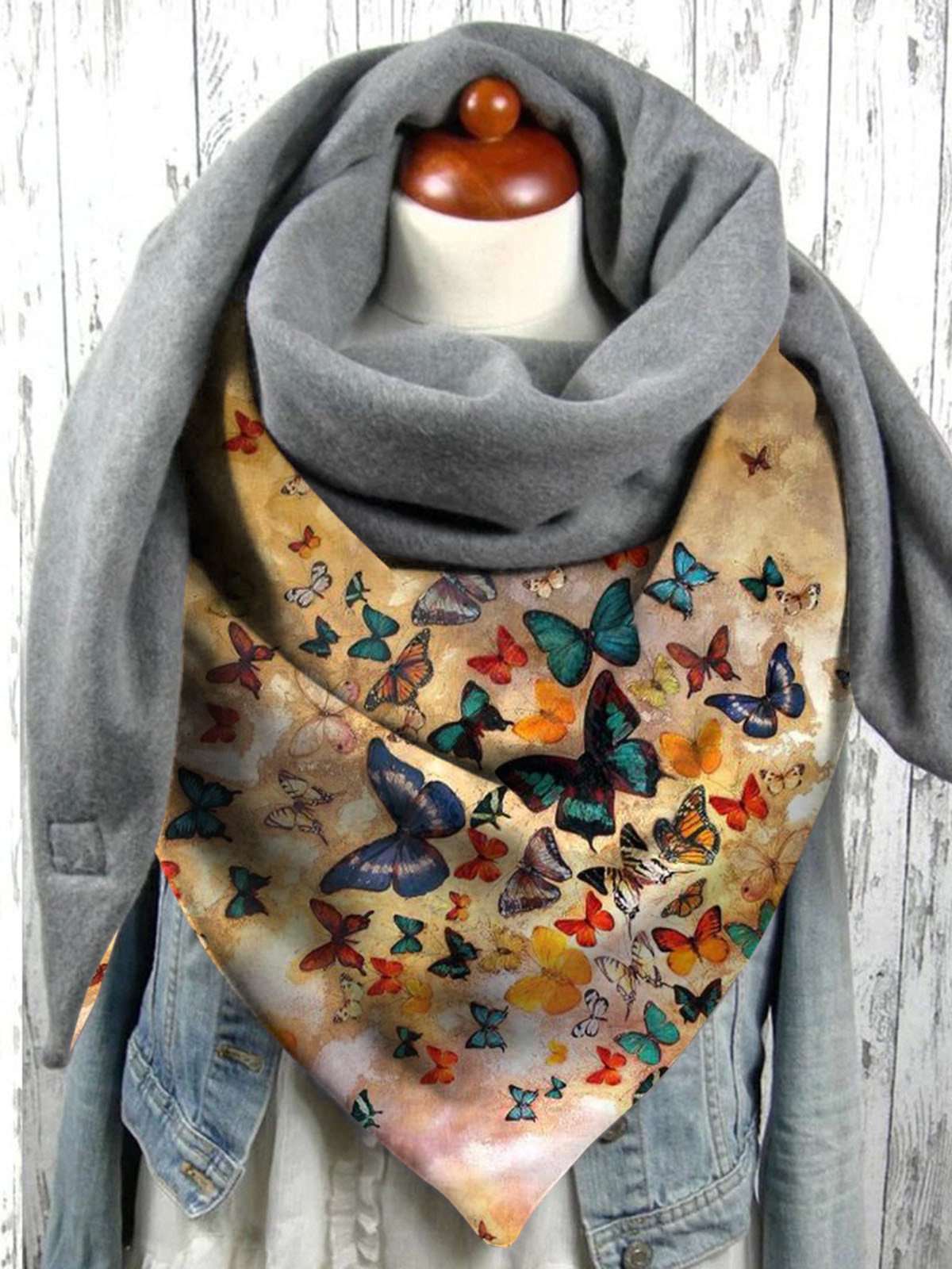 Casual Colorful Heart Pattern Triangle Scarf Windproof/warm