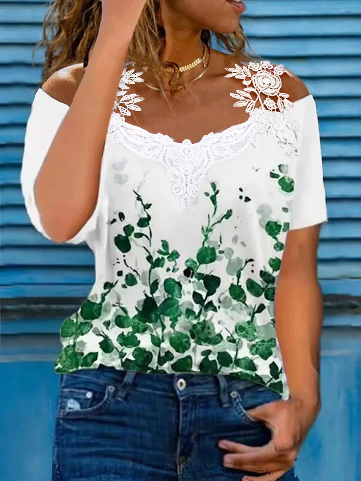 Loose Casual Jersey Floral T-shirt