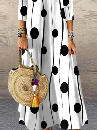 Square Neck Geometric Jersey Loose Maxi