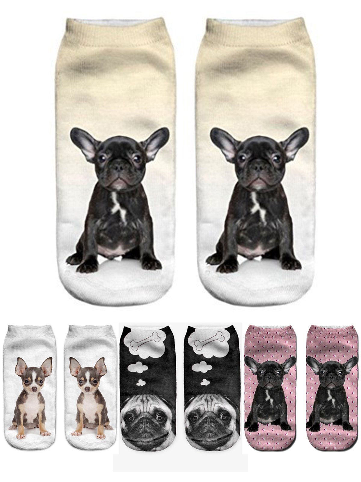 Casual Dog Print Knit Socks