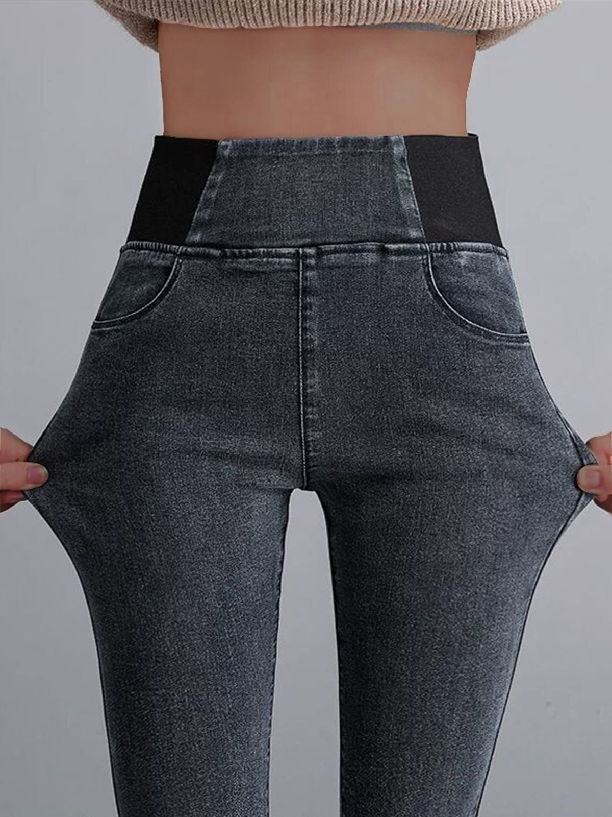 Casual Plain Loose Denim&jeans