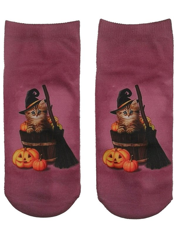 Casual All Season Cat Cotton High-Elastic Daily Standard Ankle Socks Regular Socks for Women