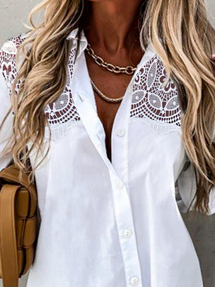 Women Casual Plain Autumn Loose Hot List Long sleeve Regular Regular Regular Size Blouse