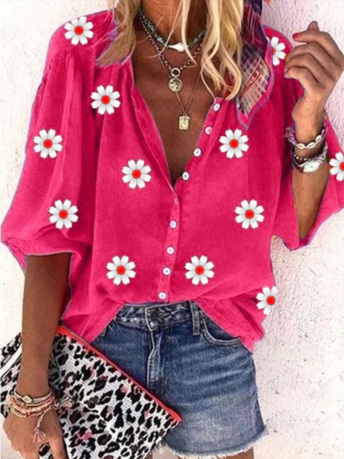 Casual Loose V Neck Blouses