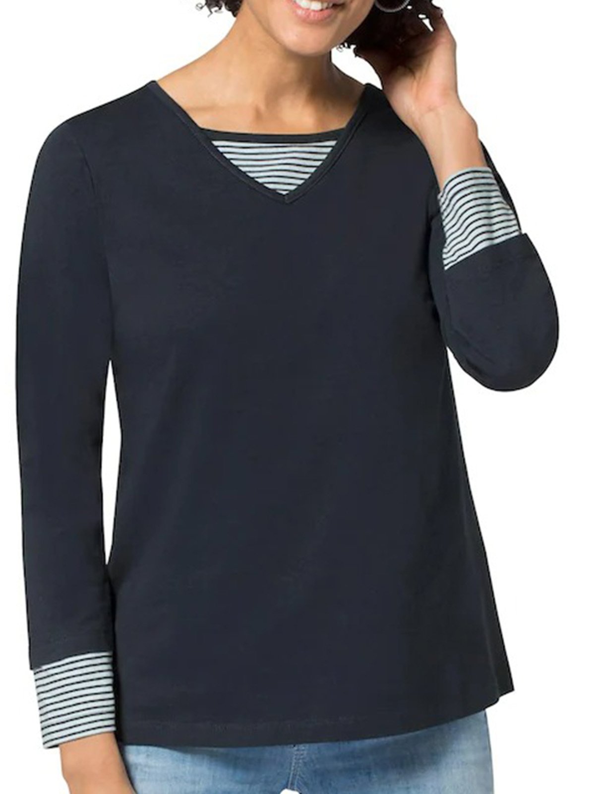 Striped Loose Crew Neck Sweatshirt