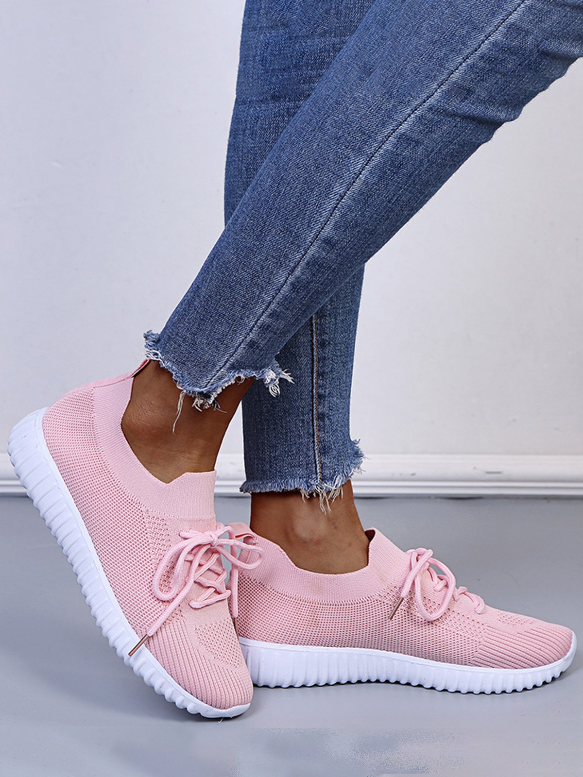 Plain Color Simple Casual Soft Flyknit Sneakers