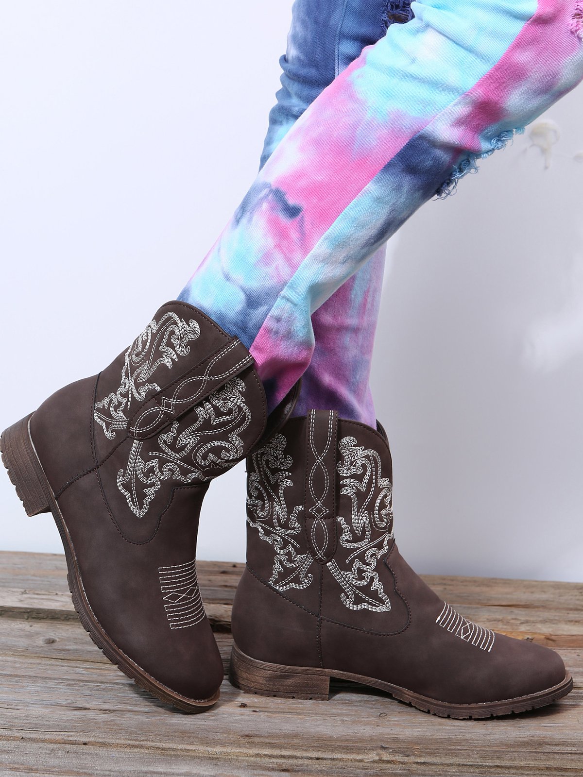 Retro Ethnic Embroidered Cowboy Cowboy Boot